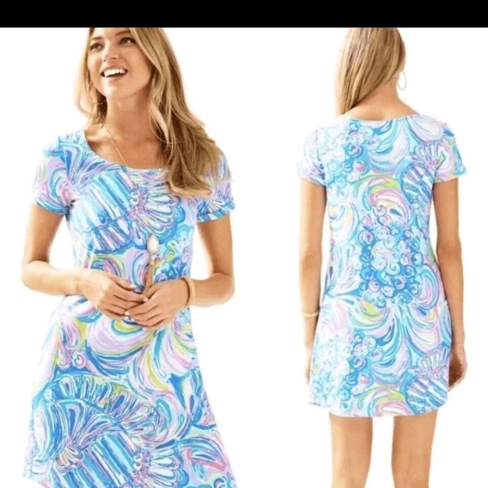Lilly Pulitzer Xs Dress Colorful Swirl Pattern Dress Tammy Cotton Blend - Picture 2 of 9